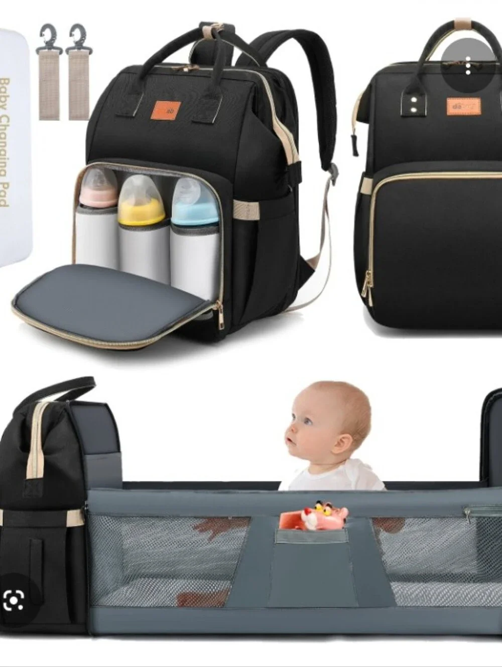 DEBUG Dual-Purpose Diaper Bag with Changing Station & Bassinet, Blue NWT